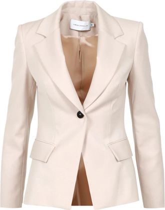 Simona Corsellini V-hals Viscose Jas Room - Dames - Blazers - Beige - S - Leer - Jassen
