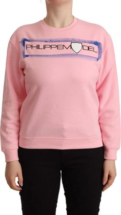 Philippe Model Pink Printed Long Sleeves Pullover Womens Sweater