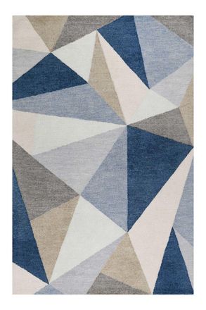 Wecon Home Alfombra gr&aacute;fica de pelo corto en tonos de azul y gris, 70x140