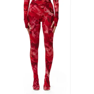 Naked Wardrobe Bare Body Printed Closed Toe Leggings in Rouge Rose at Nordstrom, Size X-Small