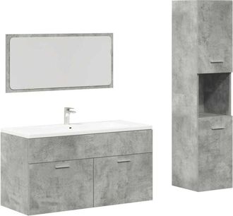 vidaXL Set muebles de baño 2 piezas madera contrachapada gris hormigón vidaXL