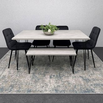 Kosy Koala Dining Table With 4 Chairs Modern Dining Table Set With 4 Black Chairs & 1 Bench Dining Room Furniture in Brown