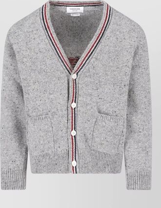 Thom Browne wool mohair v-neck ribbed cardigan