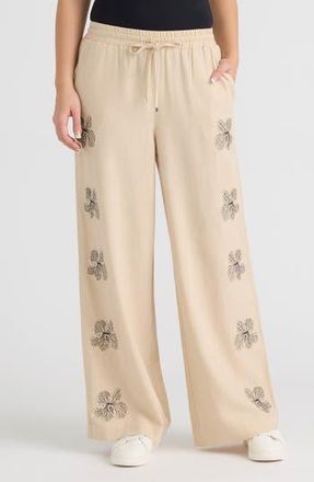 NVLT Embroidered Drawstring Pants in Natural at Nordstrom Rack, Size X-Small