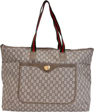 Gucci Gg Plus Beige Pvc Tote Bag (Pre-Owned)