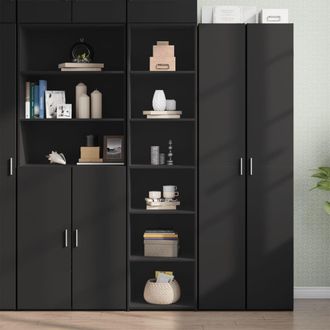 Berkfield Home Highboard Black 45x41x185 cm Engineered Wood | Size: 45 x 41 x 185 cm