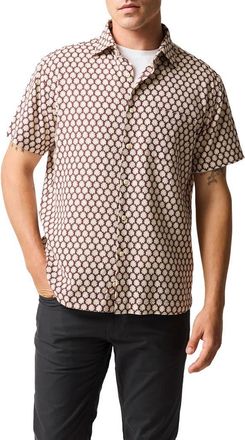 Rodd & Gunn Nelson Creek Neat Floral Print Short Sleeve Cotton Button-Up Shirt in Burgundy at Nordstrom, Size Xx-Large