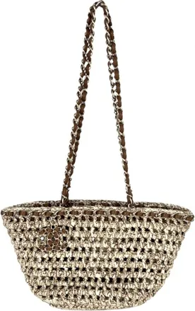 Chanel Beige Brown Shopping Bag Shoulder Bag Tote Bag (Pre-Owned)
