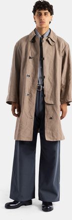 Taiga Takahashi Mens Washi Paper And Linen Beige Raincoat Coat