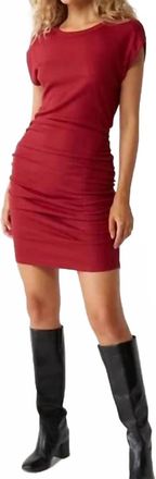 Michael Stars Ricci Power Shoulder Dress In Carmine