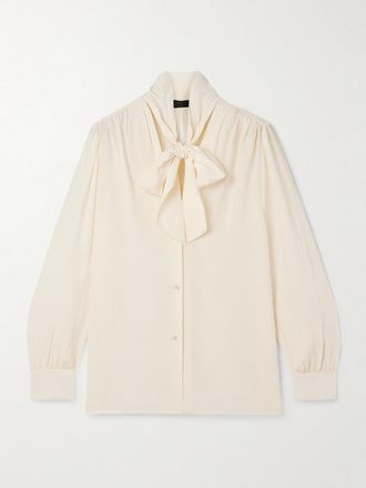 Nili Lotan Blusa In Cr&ecirc;pe De Chine Di Seta Con Collo Lavalli&egrave;re Colt - Avorio