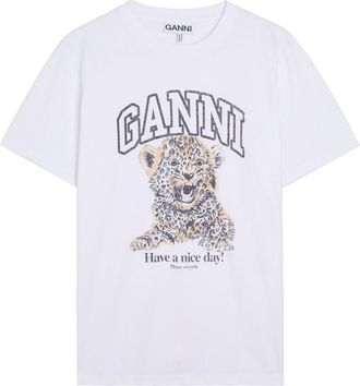 Ganni Printed Cotton T-shirt - Leopard - XL (UK16 / XL)