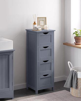Vasagle Compact Bathroom Floor Cabinet with 4 Drawers Freestanding in Dark Grey