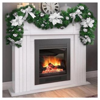 Trade Shop Trade Shop - Ghirlanda Natalizia Stella Natale Fiori Palline Fiocchi 200cm Decorazioni Silver