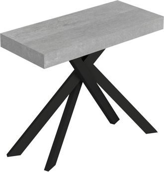 Itamoby Consolle allungabile con gambe incrociate - saki premium - Dimensioni: 90x40/300 - Telaio: Antracite - Colore: Cemento