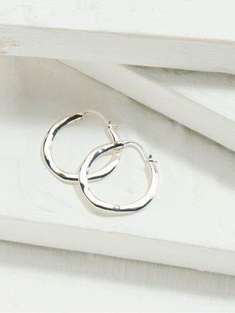 Fat Face FatFace Silver Tone Hammered Hoop Earrings