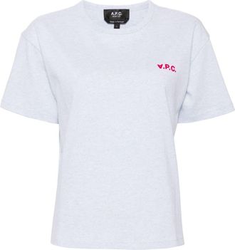 A.P.C. logo-print cotton T-shirt - women - Cotton - S - Grey