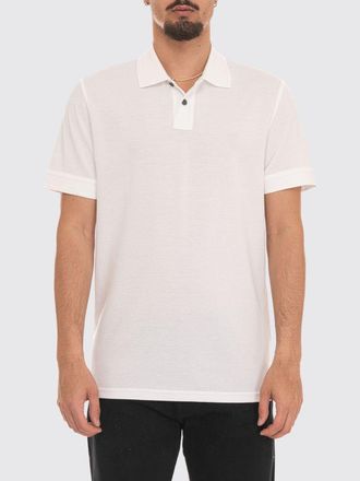 HUGO BOSS Polo in cotone a maniche corte con colletto a costine