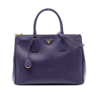 Prada Purple Medium Saffiano Lux Galleria Double Zip Satchel