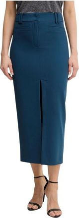 Patrizia Pepe Rokken, Dames, Blauw, M, Polyester, Slit Midi Skirt