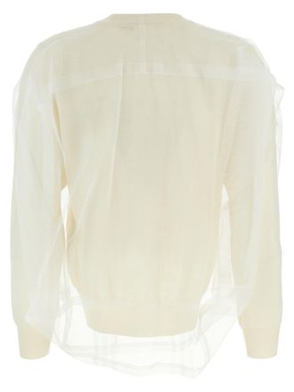 Comme Des Gar&ccedil;ons Tulle-Layered Wool Sweater - cream