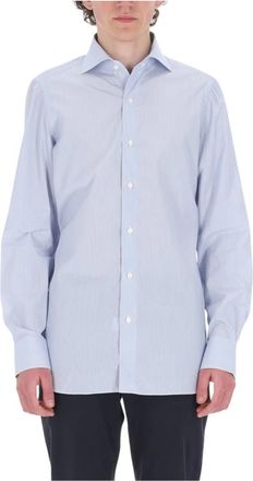 Finamore Casual Shirts, male, Blue, Size: 3XL 170 a Due Shirt
