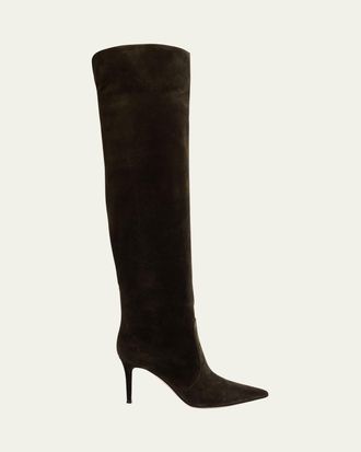 Gianvito Rossi Hansen Suede Pointed-Toe Knee Boots