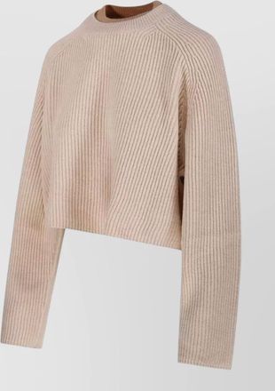 Max Mara ribbed cropped crew neck cashmere wool jumper