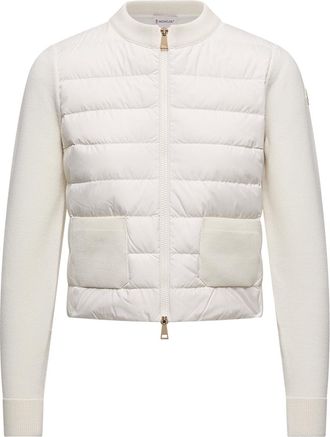 Moncler Moncler Wool Padded Zip-up Cardigan, Women, White, Size: Xl