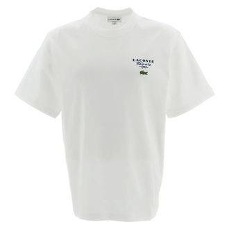 Lacoste Jersey T-shirt met geborduurd tennisaccent - Heren - Tops - Wit - Maat: S Jersey