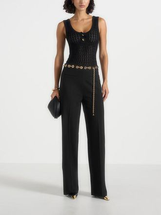 Mani&egrave;re De Voir Perrine Tailored Trousers With Rope Belt Detail in Black at Nordstrom, Size 12