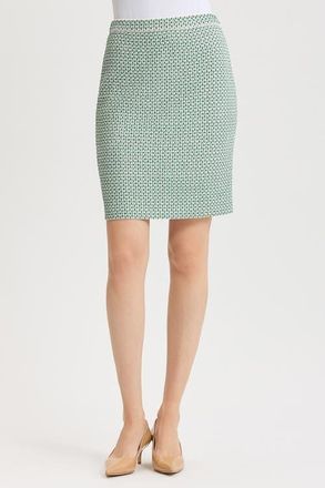 Ming Wang Jacquard Basketweave Straight Skirt in Kelly Green/indigo/ivory at Nordstrom, Size X-Large
