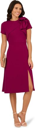 Adrianna Papell Womens Ruffle Bodice Midi Dress - Berry - Size 16 UK