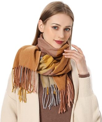 Generic Scarf for Women UK Ladies Scarf Winter Long Check Tassel Shawl Scarf Gifts for Women Trendy Scarves Wraps Shawl Secret Santa Gifts for Women Mum Her L