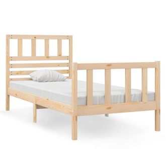 Berkfield Home Bed Frame 75x190 cm Small Single Solid Wood in Light Tan
