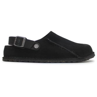 Birkenstock Lutry Premium Suede Leather Unisex Slippers Sandals - UK 10.5 - US 14 Women / 12 Men - EU 45 - Black - Size:UK 10.5
