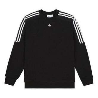 adidas originals Radkin Crewneck Small Logo Embroidered Round Neck Pullover Black DU8141