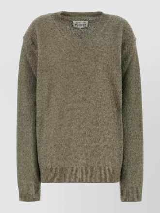 Maison Margiela wool blend sweater v neck ribbed trim