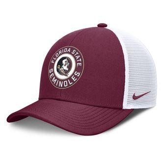 Nike Florida State Primetime Rise Nike Mens Dri-FIT College Trucker Adjustable Hat in Red | NC1308H8FTN-6YR