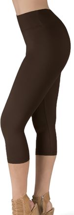 Satina Womens High Waisted Leggings with Pockets -, Leggings for Regular & Plus Size Women, 3 Inch Waistband, Brown, One Size
