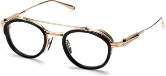 Akoni Zwarte & Gouden Ronde Zonnebril - Heren - Brillen - Zwart - ONE Size - Accessoires