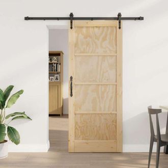 vidaXL Puerta Deslizante Otro Orkdal Natural Y Negro 83 X 202 Cm Vidaxl