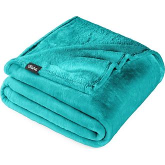 Bare Home Microplush Fleece Blanket in Emerald at Nordstrom, Size Twin