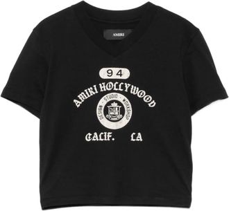 Amiri Tops, Dames, Zwart, S, Cropped V-hals T-shirt
