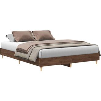 vidaXL Estructura De Cama Sin Colch&oacute;n Madera Marr&oacute;n Roble 140x200 Cm Vidaxl