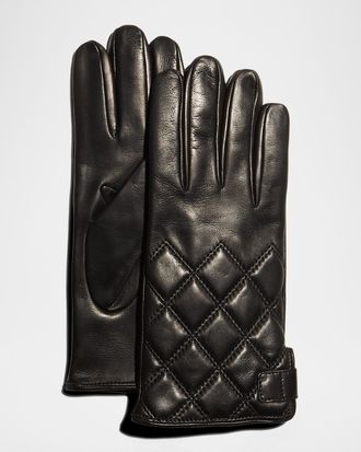 Guanti Giglio Fiorentino Men & apos;s Quilted Napa Snap Gloves with Cashmere Lining