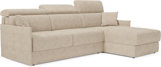Divani.Store Miryam Sof&aacute; Cama Esquinero Con Reposacabezas Reclinables En Tejido Antimanchas T31 232 Cm Derecho Beige
