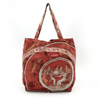 Herm&egrave;s Multi-Color Red Color Rouge H Buffle Skipper Leather Silk Eco-Bag Tote Bag (Pre-Owned)