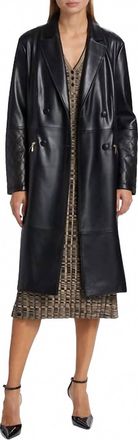Elie Tahari Dina Faux Leather Trench Coat In Black