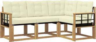 vidaXL Conjunto De Sof&aacute;s De Exterior 4 Uds. Blanco Y Crema Vidaxl